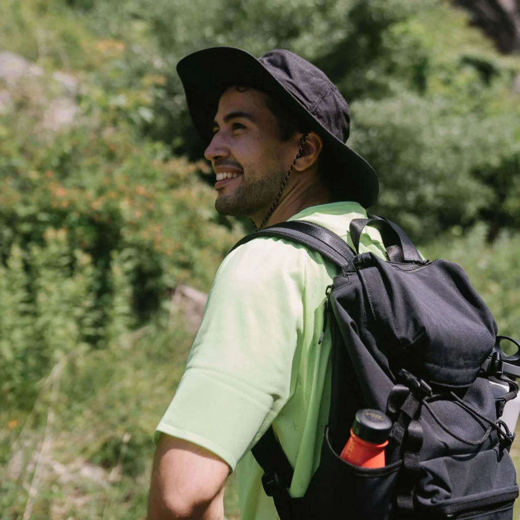 Beginner hiker enjoying a peaceful nature trail