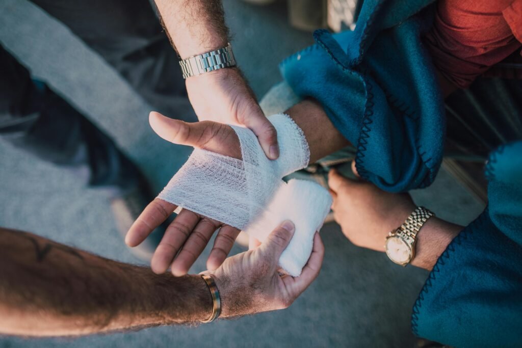 bandaging a hand