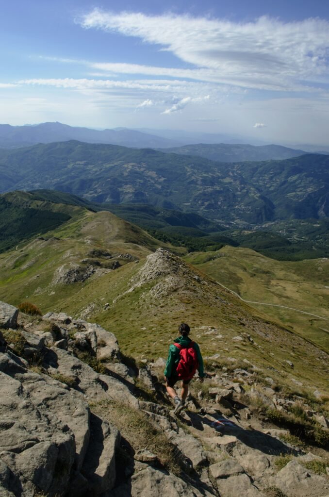 hiking footwear in rocky terrain