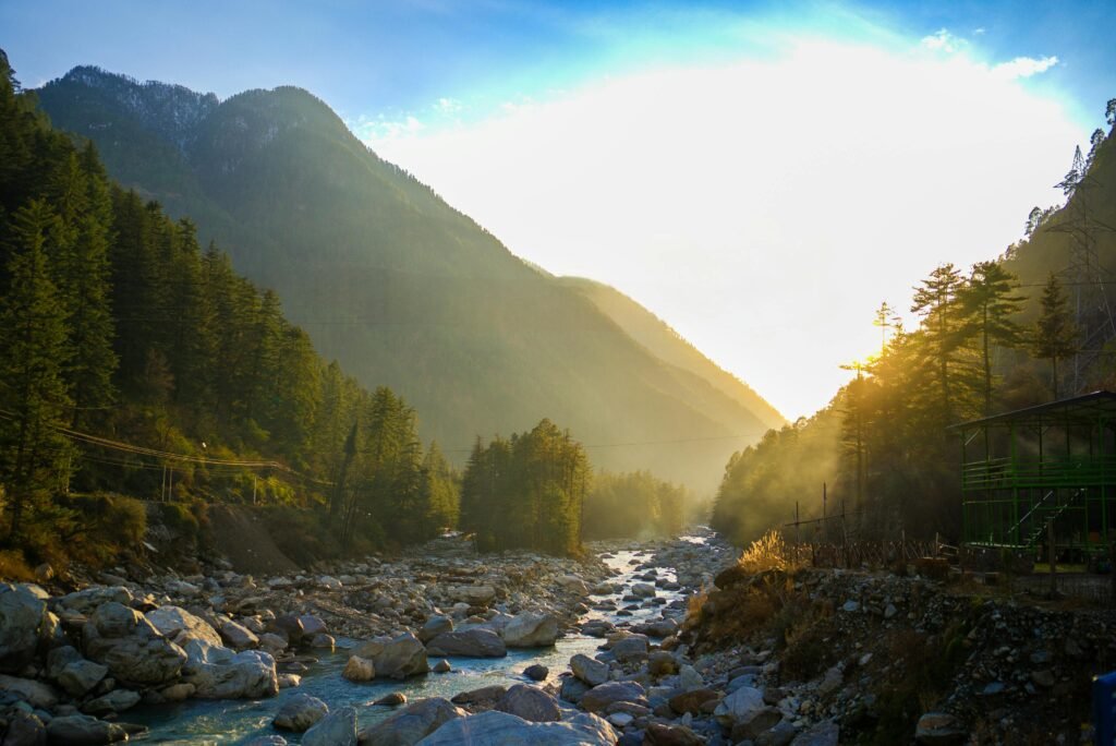 Scenic river path between the mountains