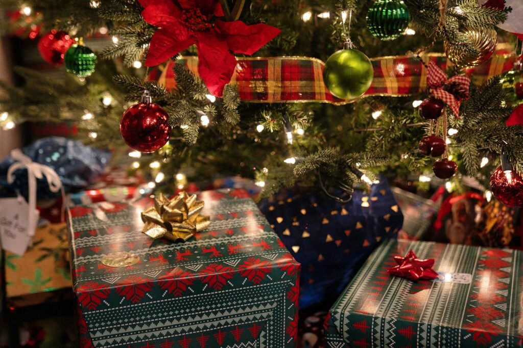 Christmas gifts by the gristmas tree