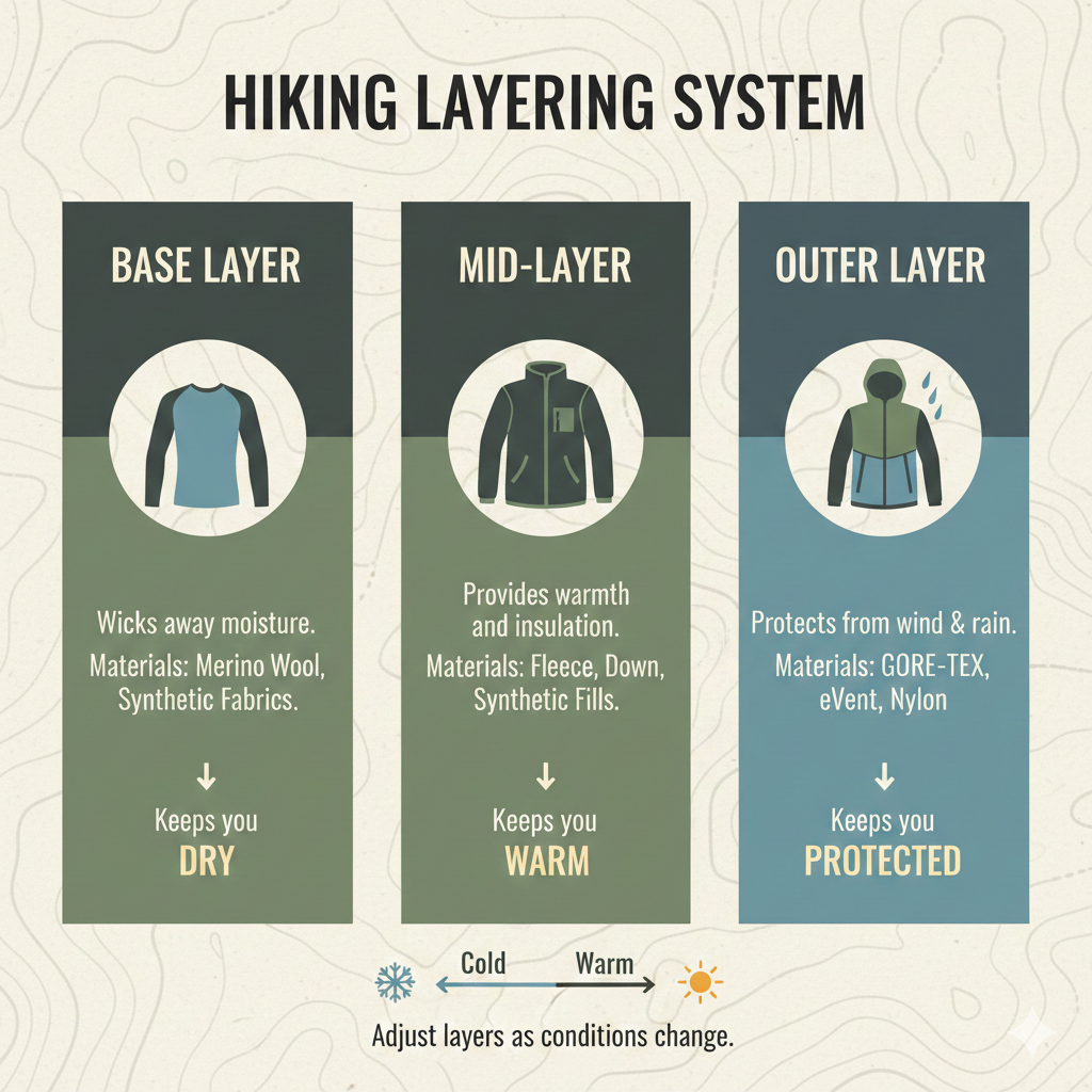 Hiking layering system infographic