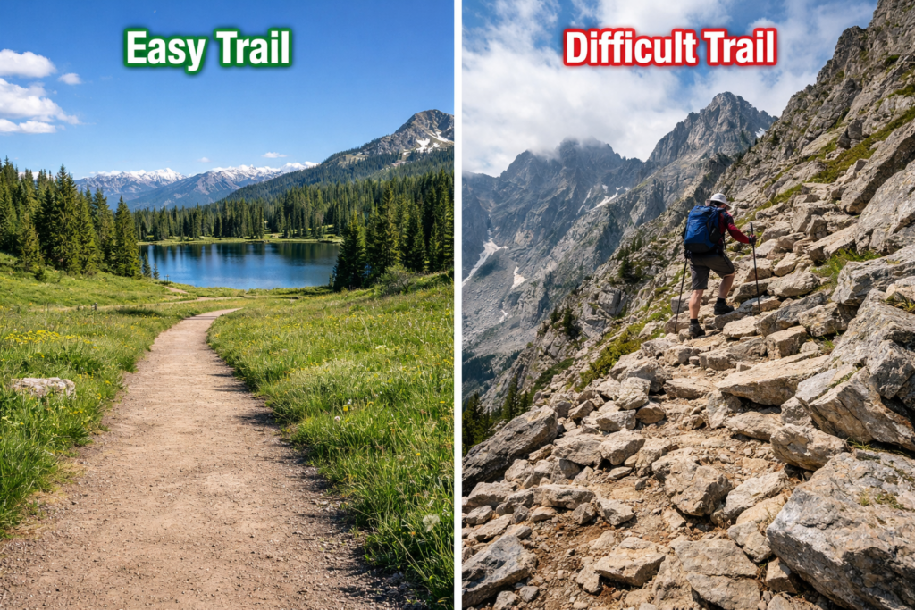 How to Tell If a Hike Is Too Hard. Easy and difficult trail comparison